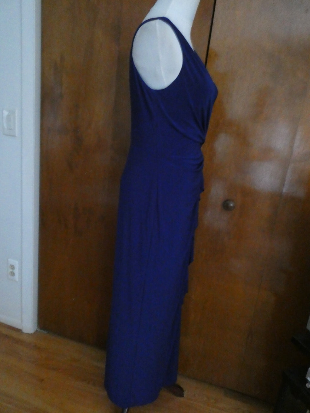 Ralph Lauren women’s maxi blue lined dress 12P 