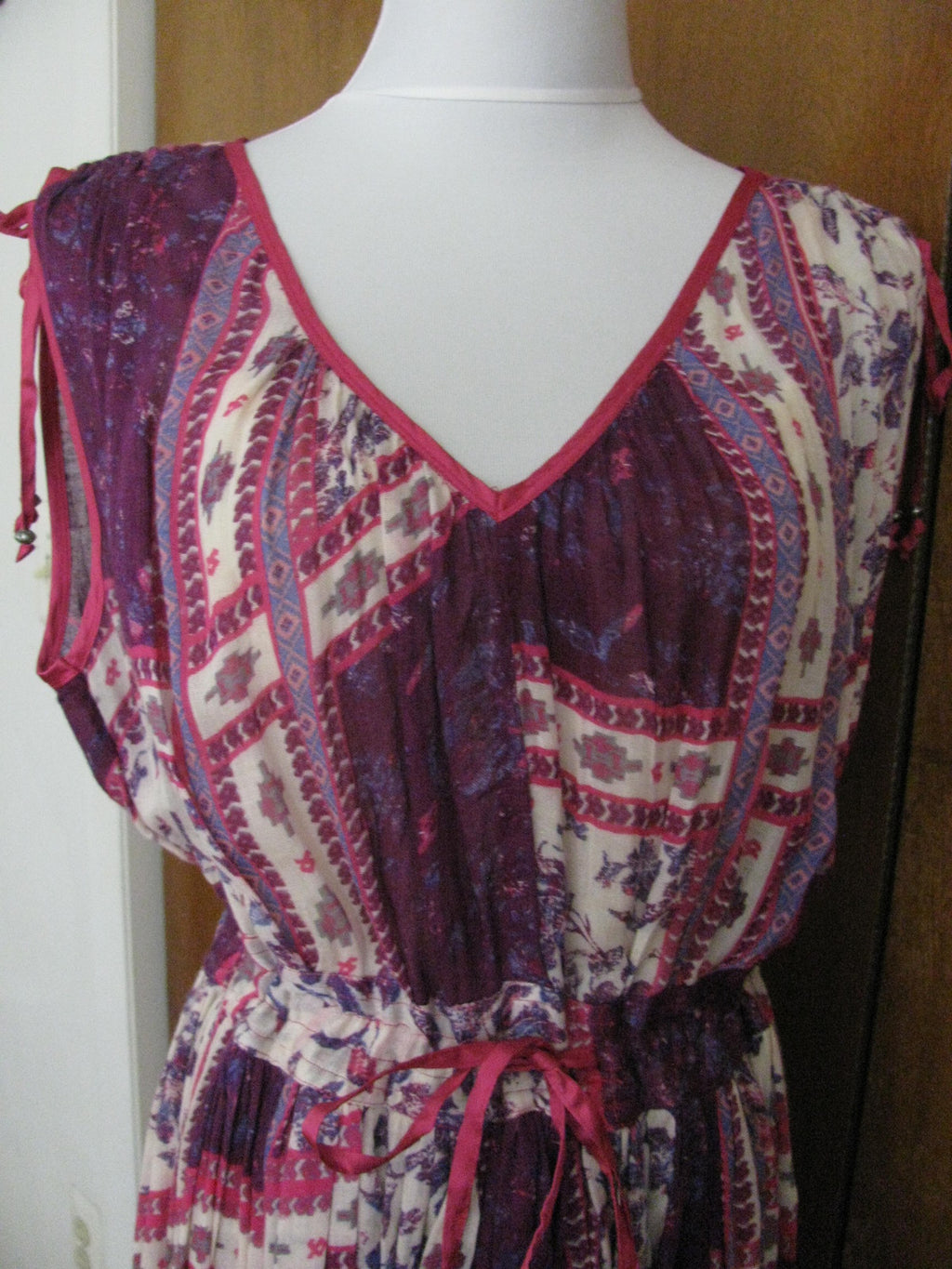 Free People women’s multi color asymmetrical hem NWT soft rayon dress size Large