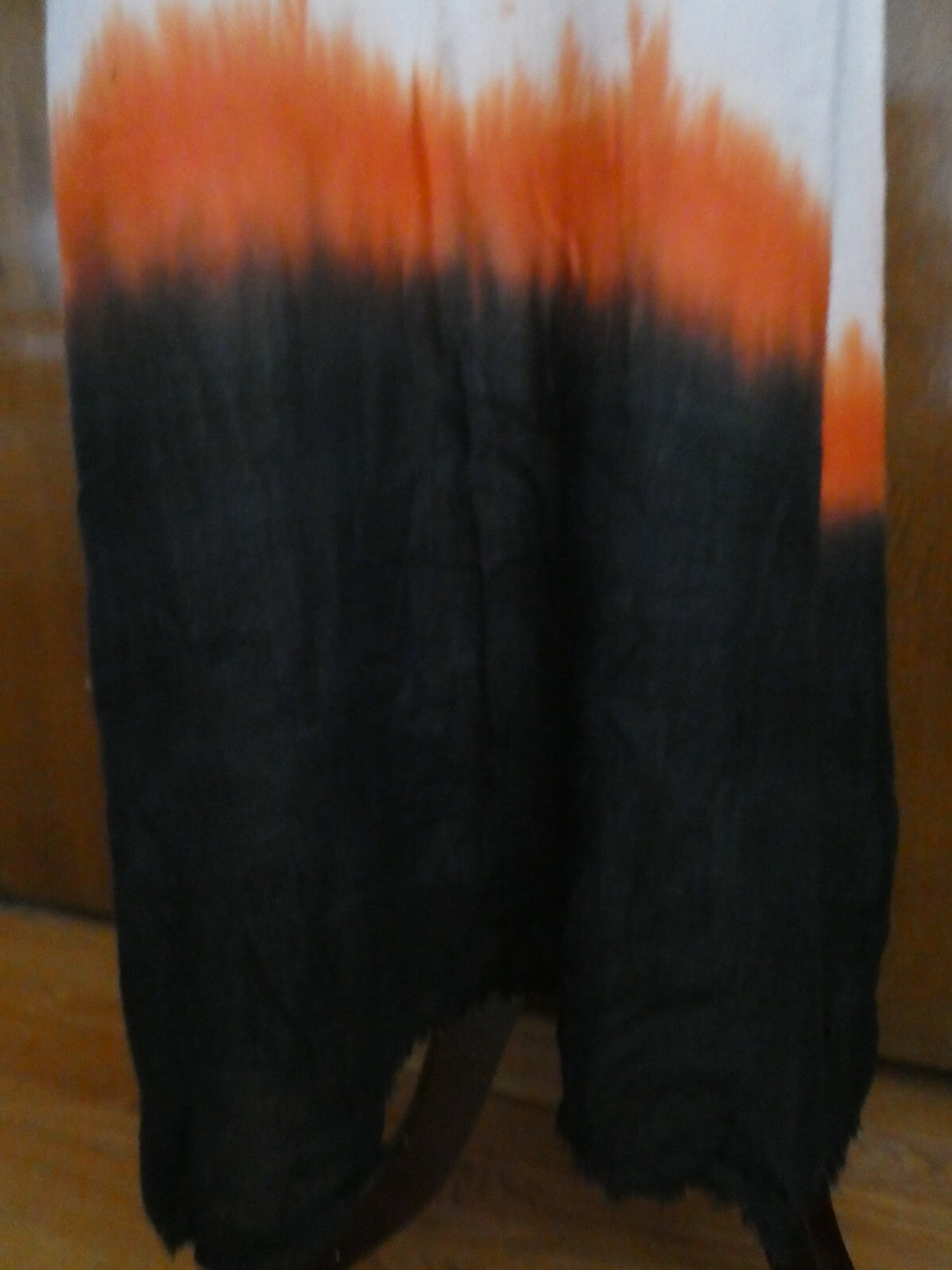 AIKO women’s beige maxi full lined dress hem orange/black bamboo/cotton Large