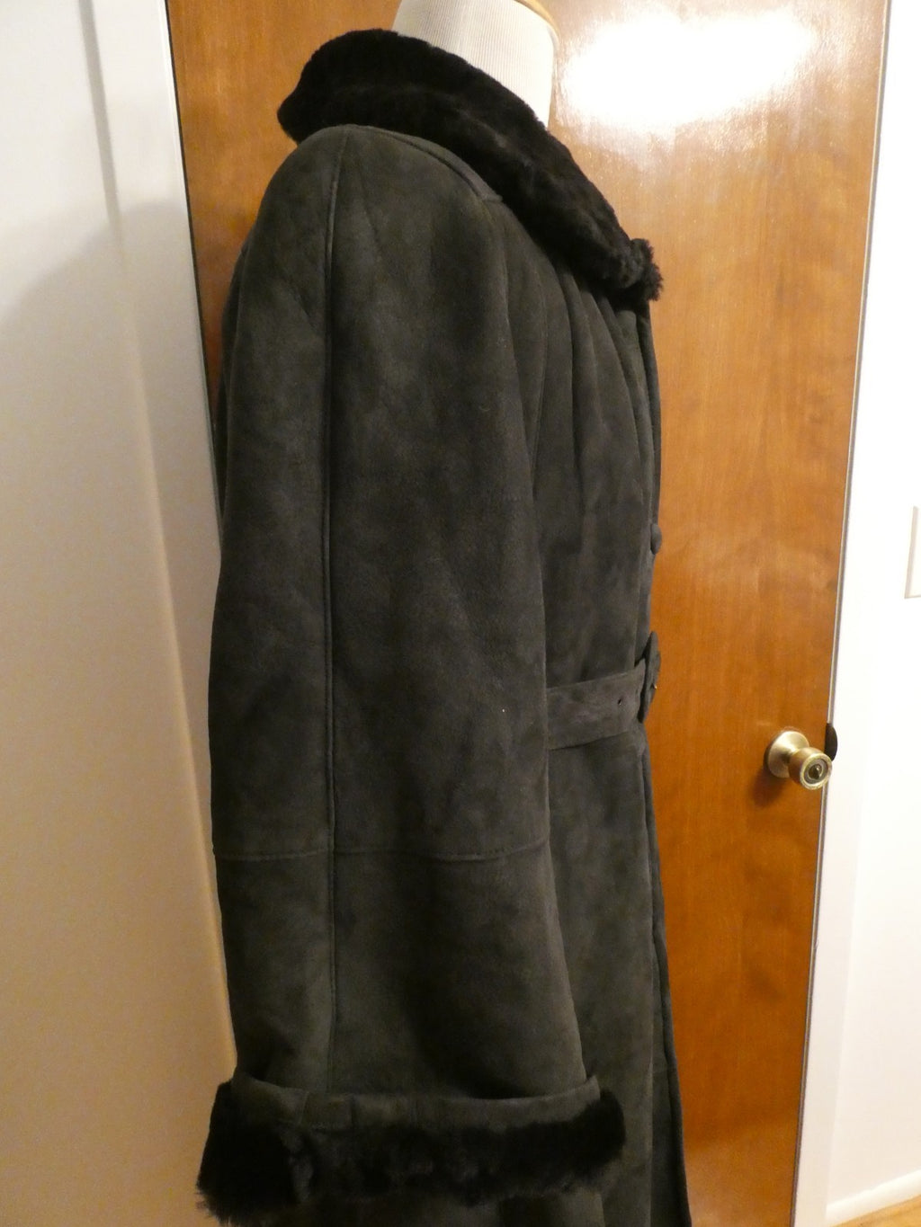 Adarcrea Women Black Shearling Sheepskin A-Line Winter Coat SZ 10 (US 14) Spain