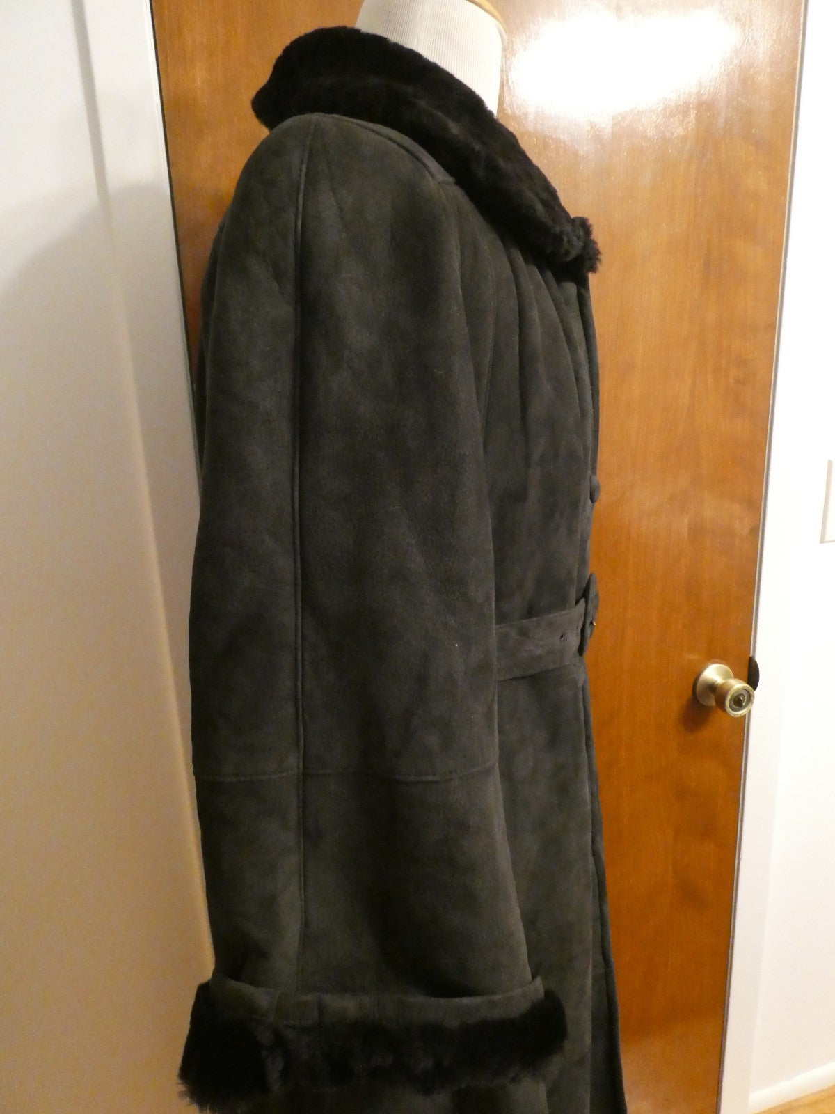 Adarcrea Women Black Shearling Sheepskin A-Line Winter Coat SZ 10 (US 14) Spain