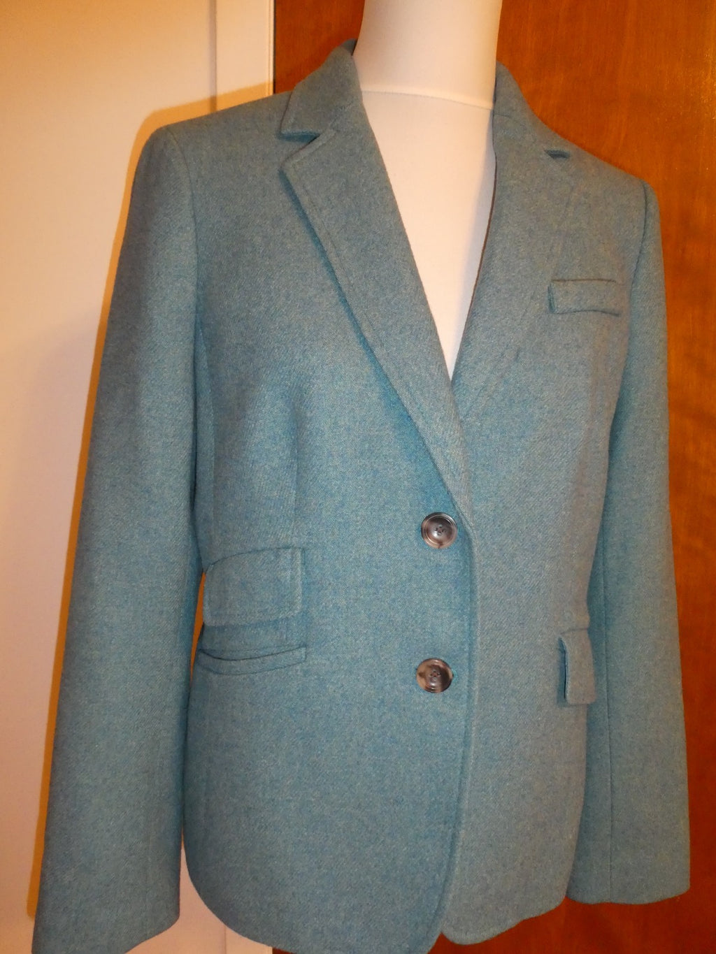 Talbots Women’s Blazer Size 8 Teal Wool Blend Career Business Jacket Lined