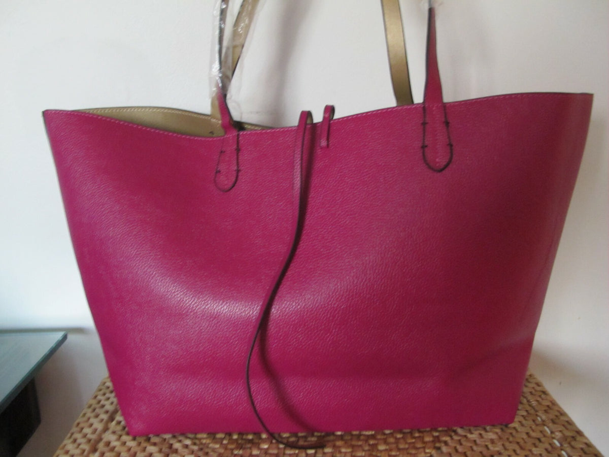 Tote Shoulder Large Reversible Handbag Purse Pink/Gold