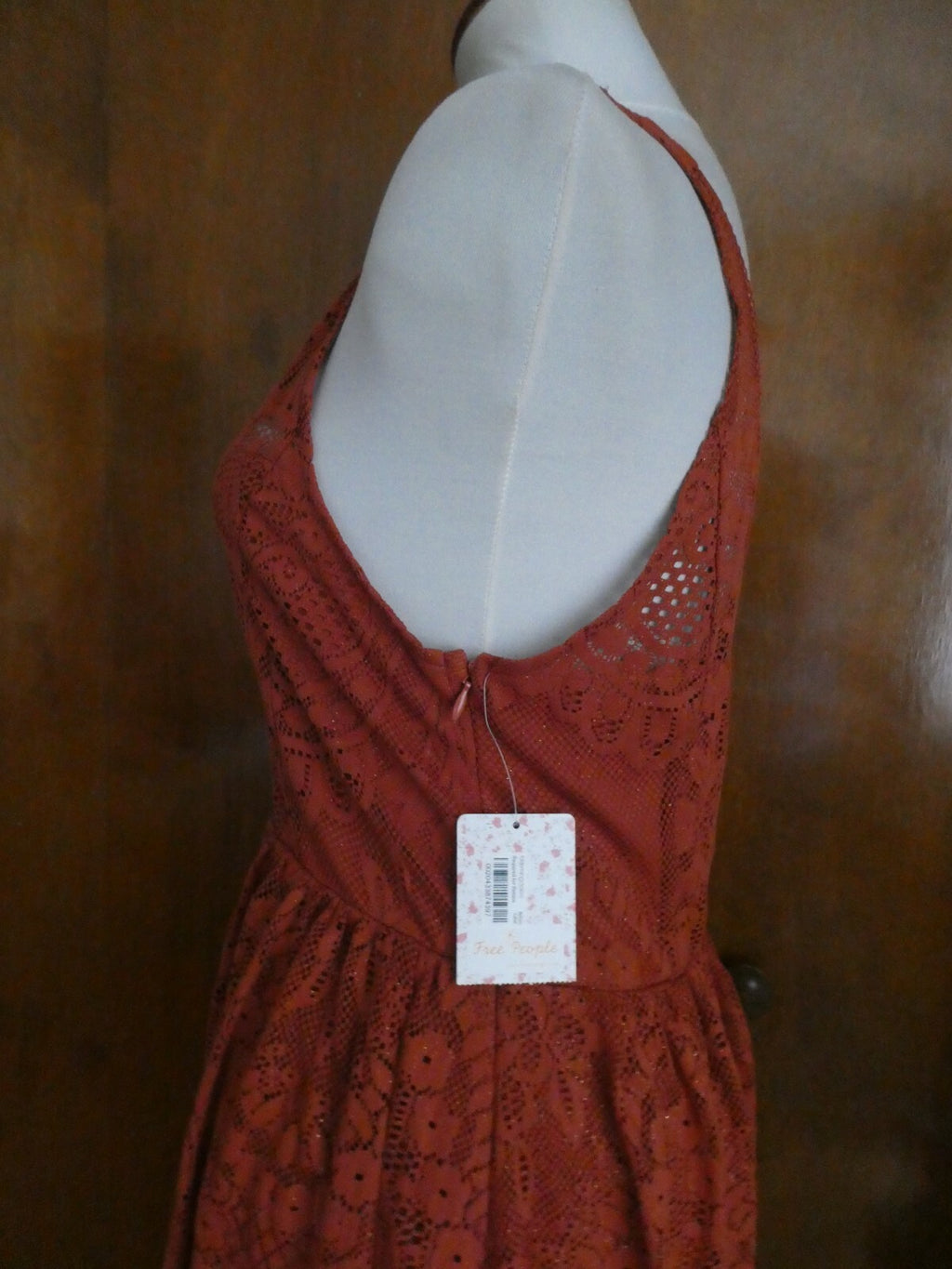 Free People women’s terracotta stylish lace crafted lined evening dress 12
