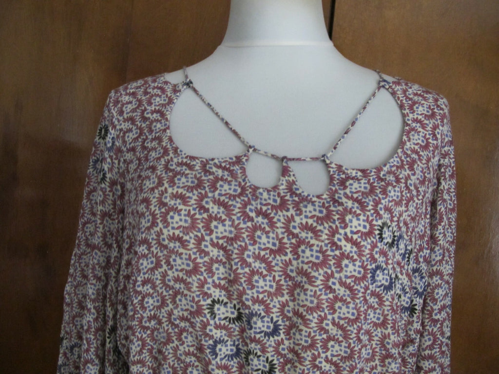 Anthropologie Holding Horses Wine/Blue Lined Tie Romper Jumpsuit XLarge