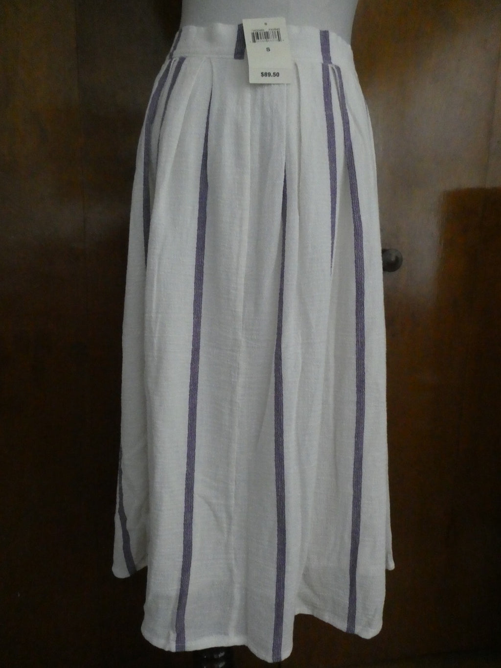 Lucky Brand women's off white full lined pleated pockets buttons skirt small