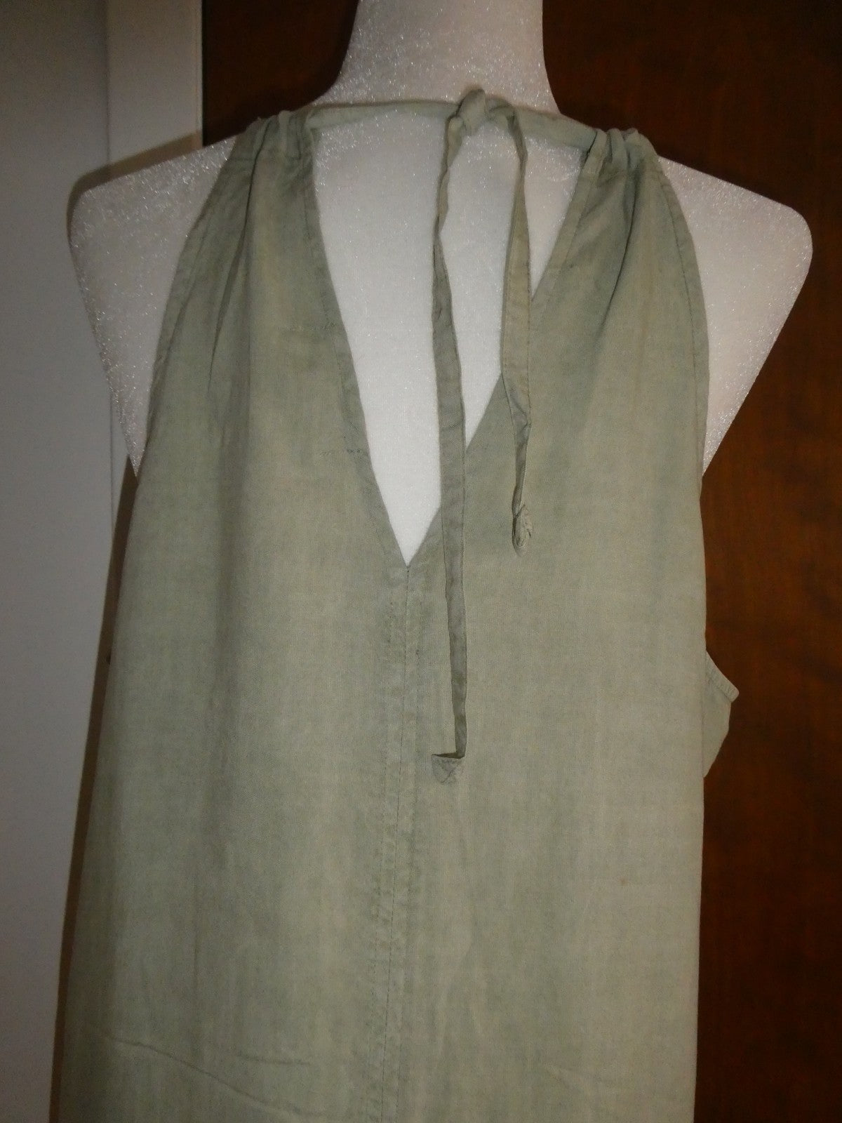 Anthropologie Cloth & Stone 100% Tencel Olive Green Midi Dress Summer Halter NWT