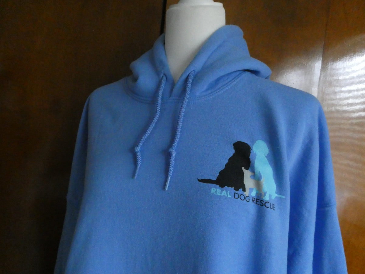Gildan Heavy Blend 2XL Real Dog Rescue Blue Pullover Hoodie Sweatshirt Unisex