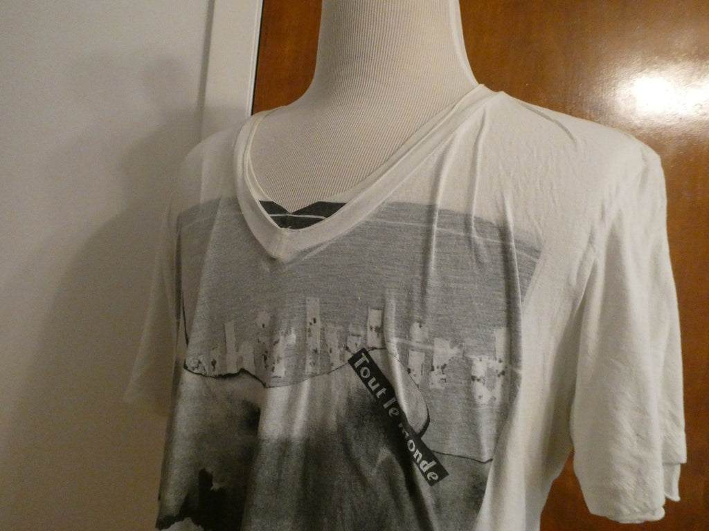 Second+Sunday Men White Graphic T-Shirt Soft Cotton Print Crew Neck XXL (fitsXL)