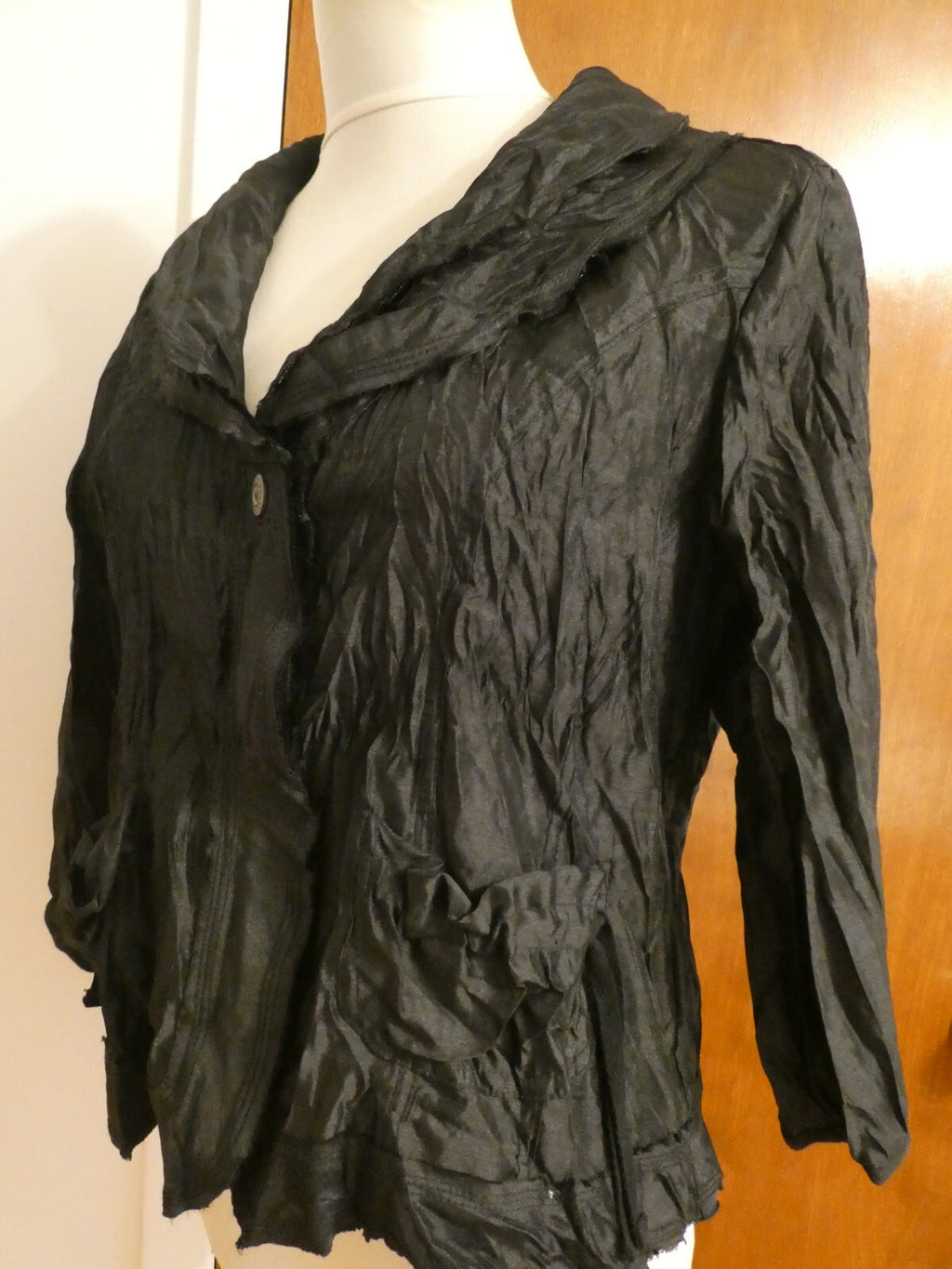 Vers Australia womens black lightweight crinkle dress jacket size14 (fits sz 12)