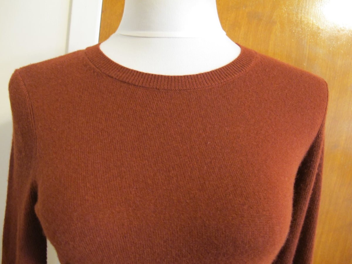 Bloomingdale Theory Women's Deep Red Oak Super Soft Cashmere Dress Small