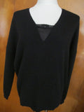 Bloomingdale’s women’s black lace-trimmed cashmere sweater Size S bit big