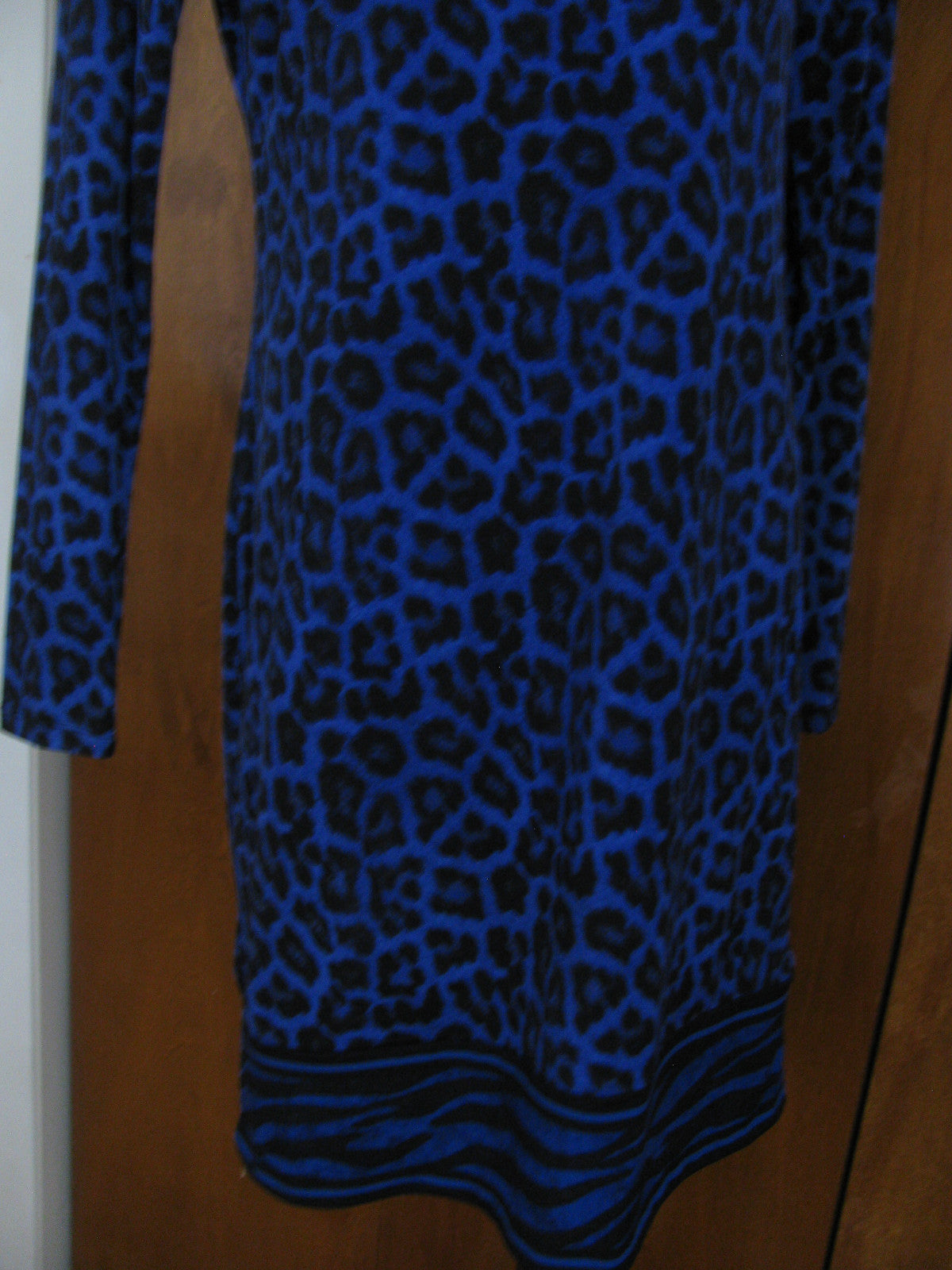 Michael Kors women’s printed dark azurite boat neckjersey shift dress New