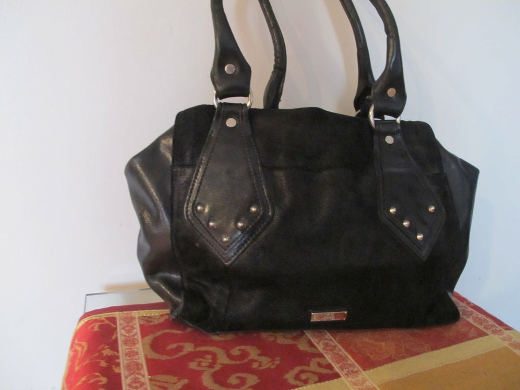Extra Large Women's Black Cowl Leather Purse Shoulder Bag From Argentina