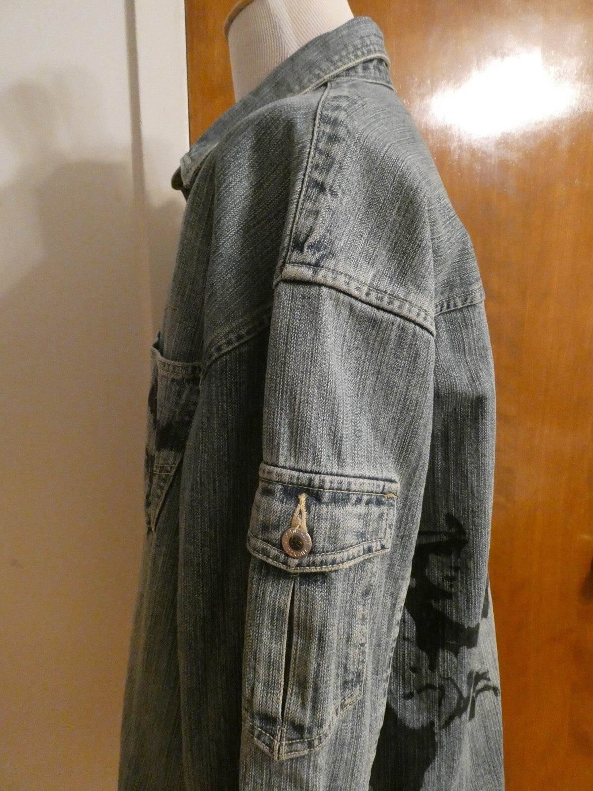 Knockout Men's 100% Cotton Jeans Denim Shirt Graphics Army Theme 2X