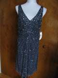 Patra Women’s Blueberry Evening Lined Sequined Twist Mesh Dress Size 12 New