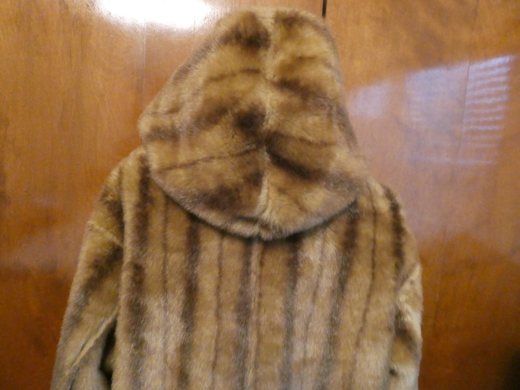 Jones New York Women’s Beige Faux Fur Reversible Hooded Winter Coat Size Large
