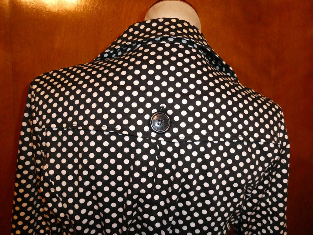 Vertigo Paris Black & White Polka Dot Jacket Trench Coat, Button Up, Medium