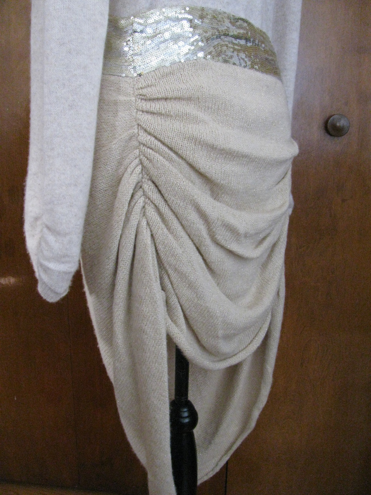 Free People Womens Ivory Assymetric Embelished Women's Skirt Size 1SZ Fits Large