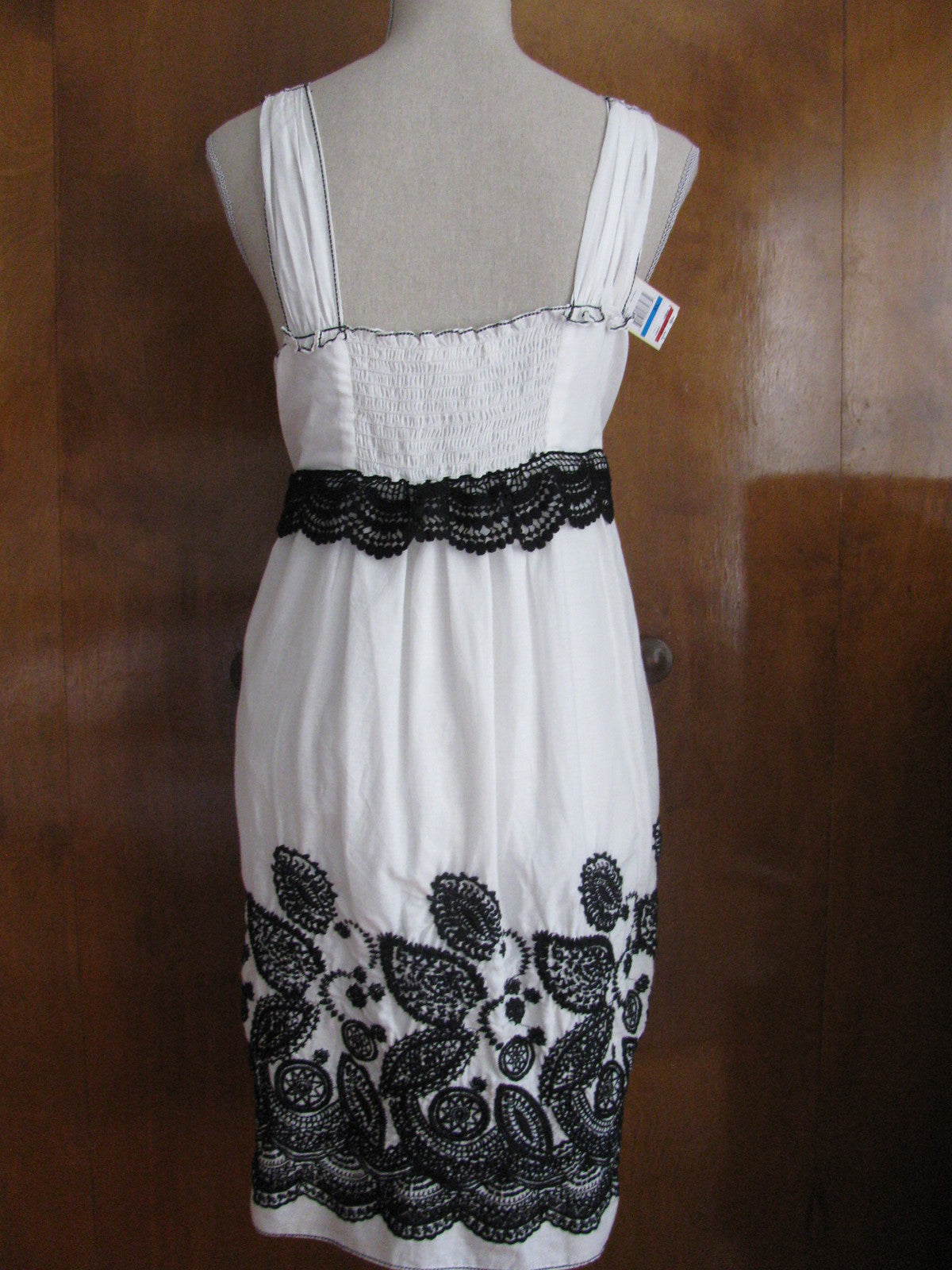 Studio M Women's White Black Cotton Embroidered Dress Size XLarge NWT  
