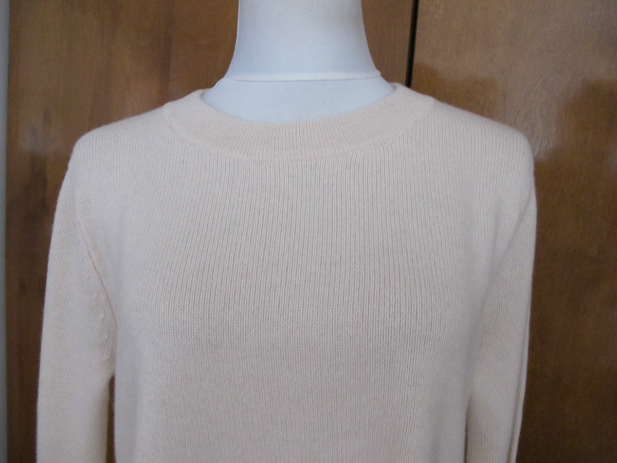 Bloomingdale's Women's Cream 2 Ply Cashmere Detailed Sweater Medium New