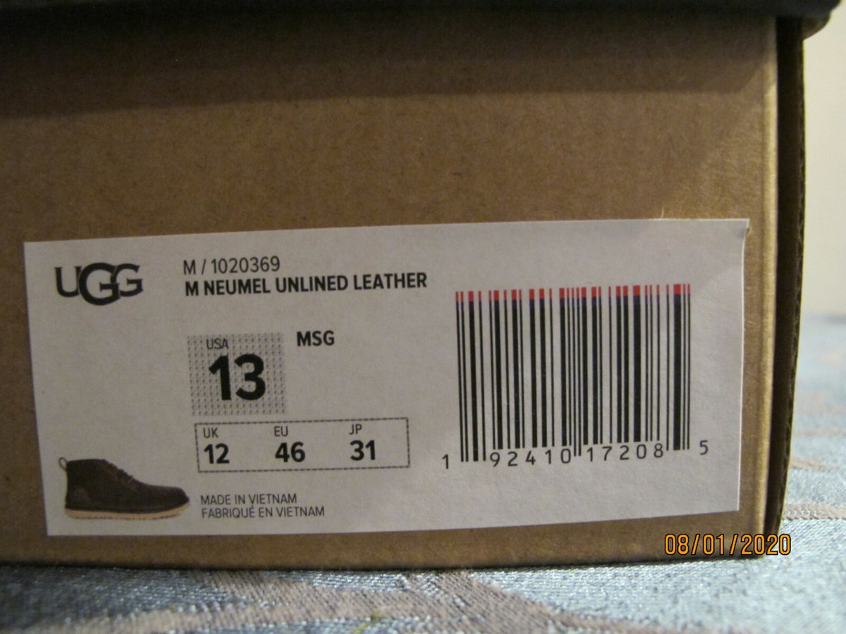 UGG Australia Neumel Unlined Leather Suede Men's Khaki Boots 13 Authentic 