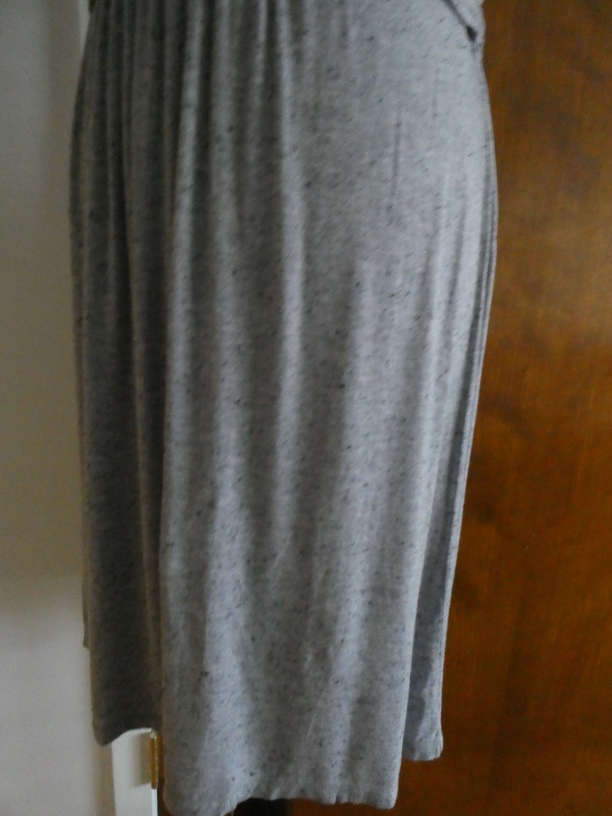 Max Studio women knit jersey dress heather gray with black flecks, featuring L