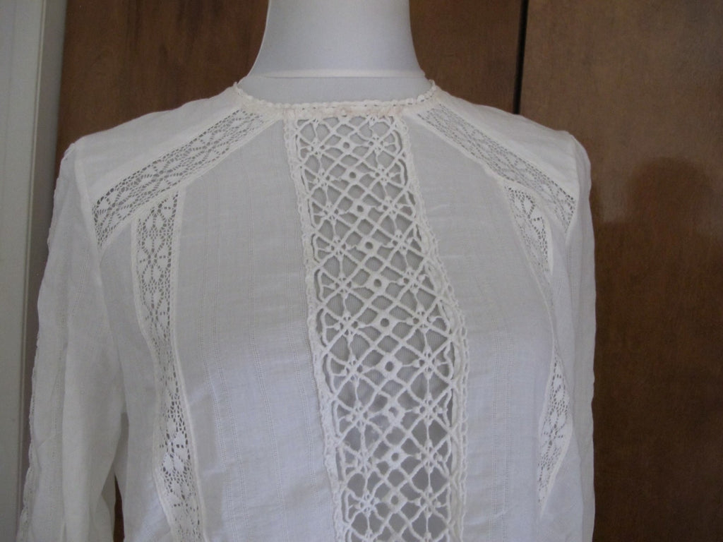 Free People women's ivory cotton crocheted top size Medium 
