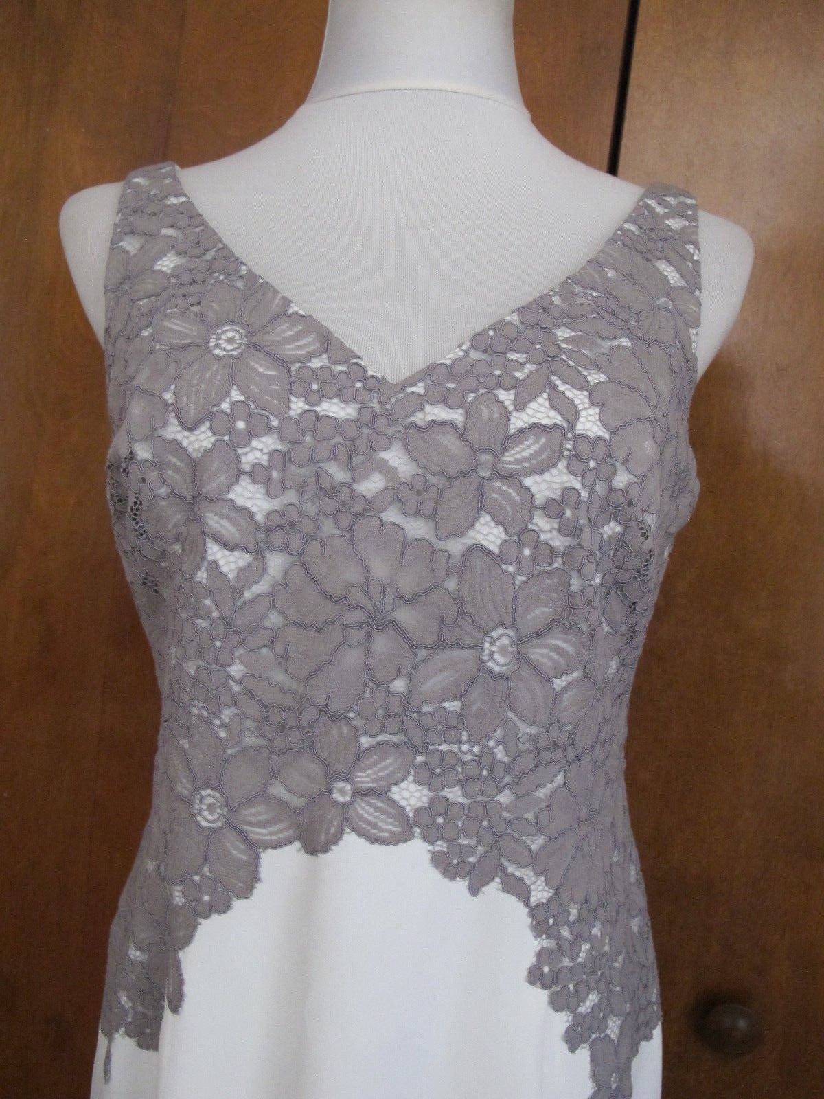 Ralph Lauren women's ivory lined lace crafted evening dress New