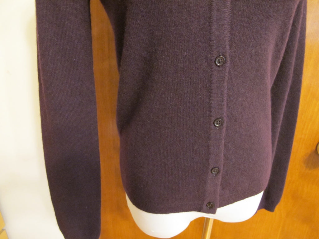 Bloomingdale's Womens Eggplant 2 Ply Cashmere Luxe Buttoned Cardigan Xsmall  