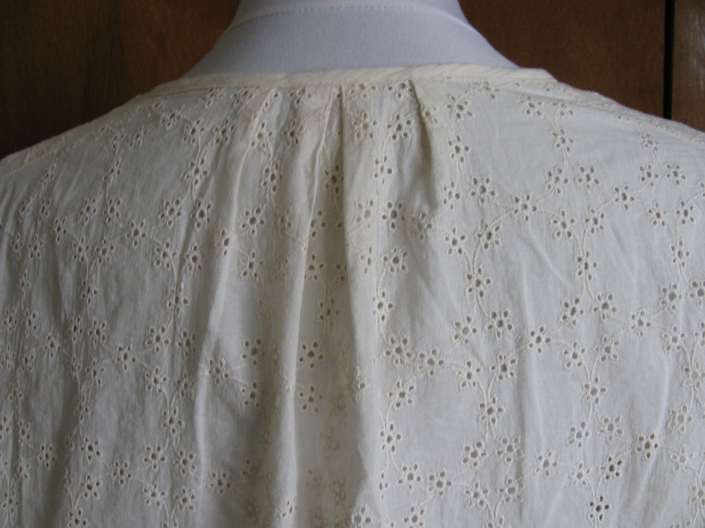 Free People women's 3/4 Sleeves ivory cotton crocheted fabric tunic top Medium 