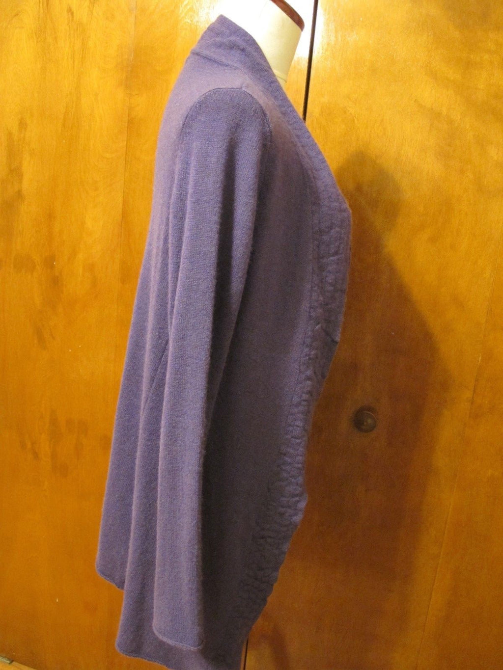Just Cashmere Women's Purple Cashmere Open Front Detailed Cardigan Medium 