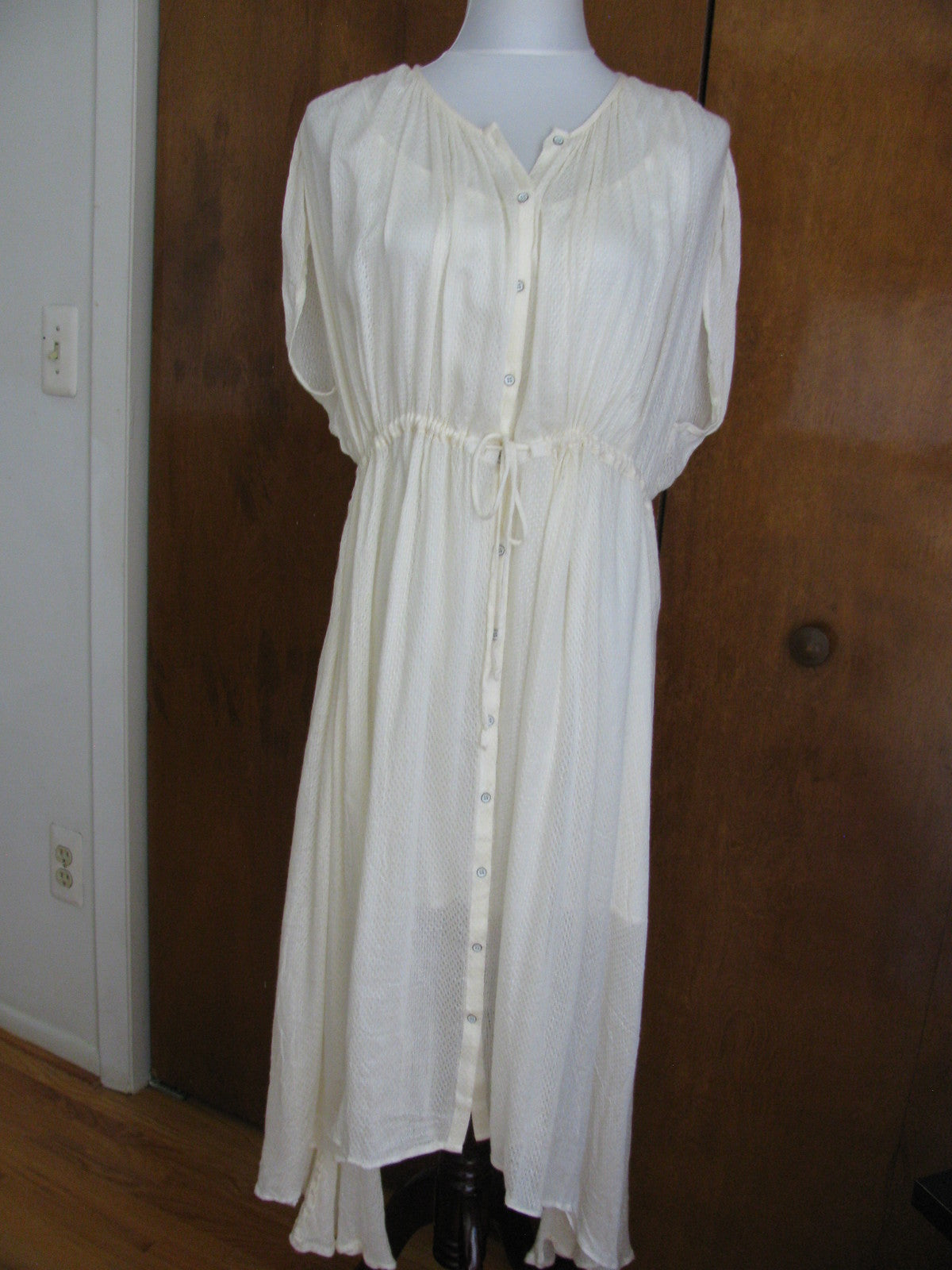 Free People women's off white soft rayon lined asymmetrical hem dress Small New