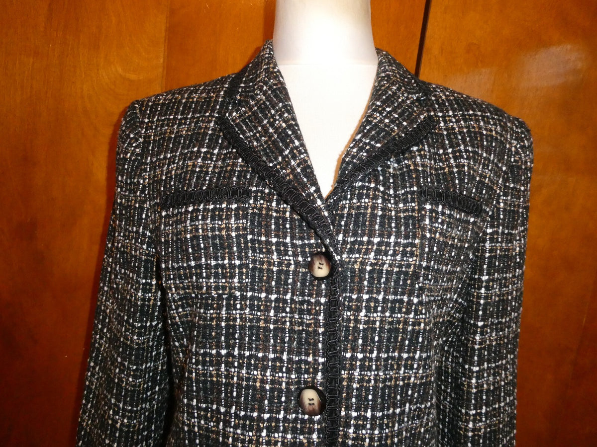 Bergamo by EBI Women’s Jacket & Skirt in Black, Brown and White Size 14(fits 12)