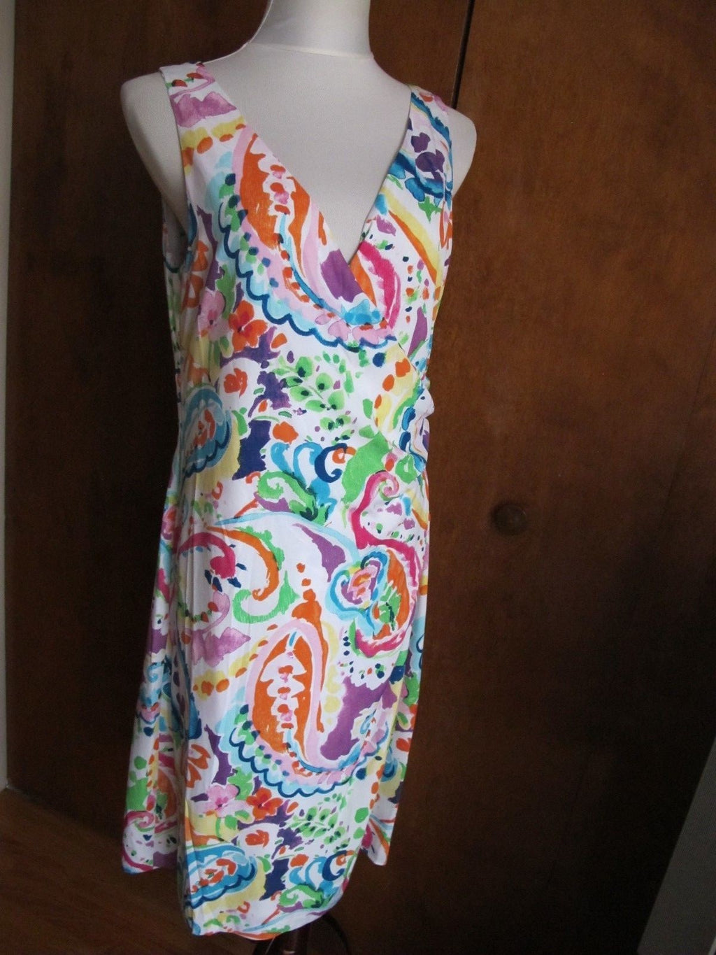 Ralph Lauren Women's Multi Color Lined Faux Wrap Dress New