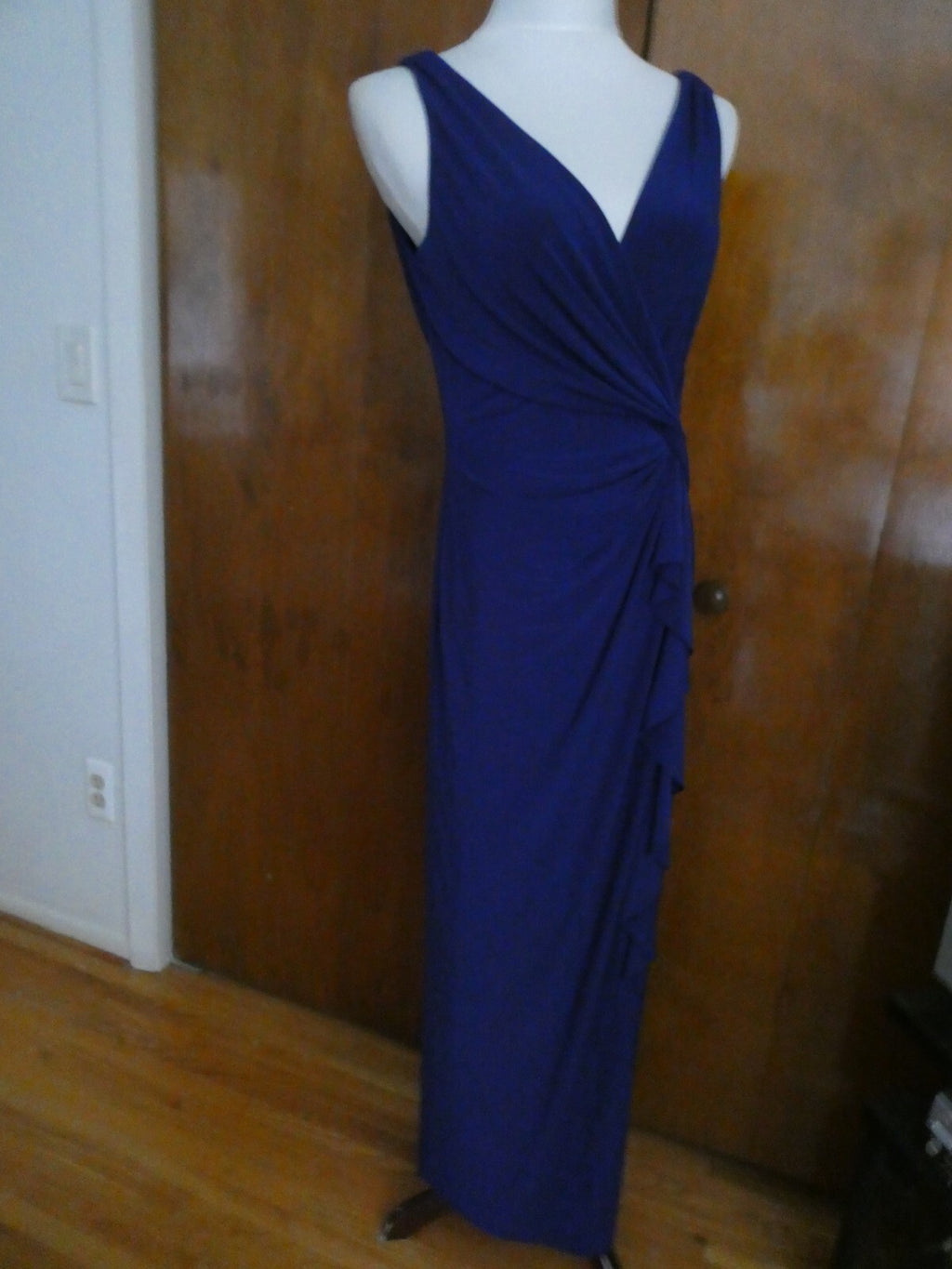 Ralph Lauren women’s maxi blue lined dress 12P 