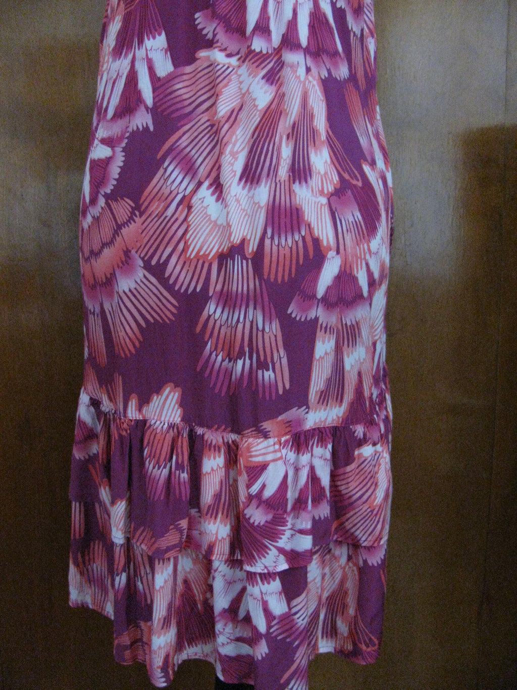 Free People women's raspberry peacock print sheer dress Medium 