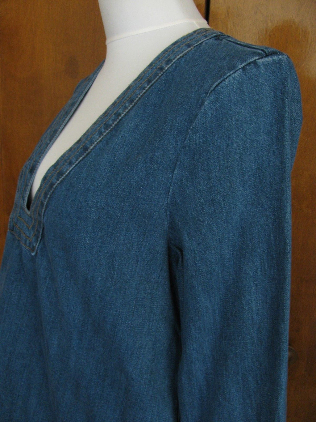 Free People women's denim henrix blue detailed tunic top New