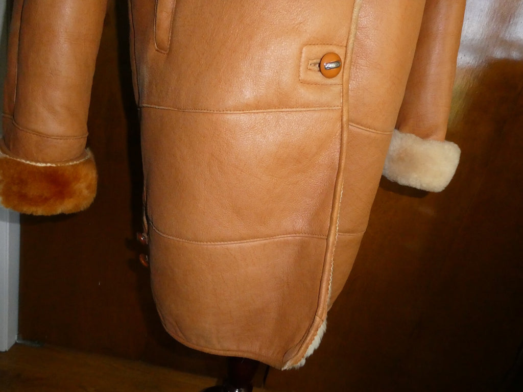 Song Wang women’s copper synthetic leather w/faux fur lining coat/jacket Medium
