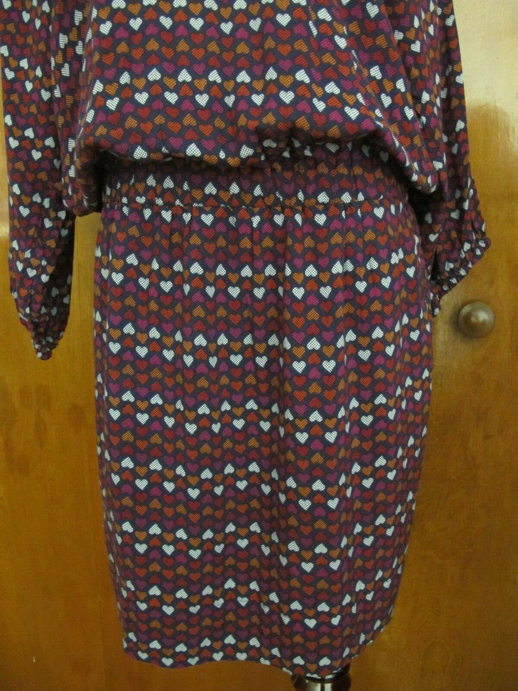 QMack women's soft viscose mufti color blue red lined dress Large 