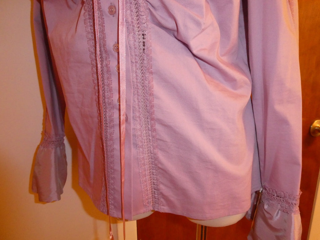 Kenar Women's Lilac Detailed Long Sleeves Evening Top Blouse Size Medium