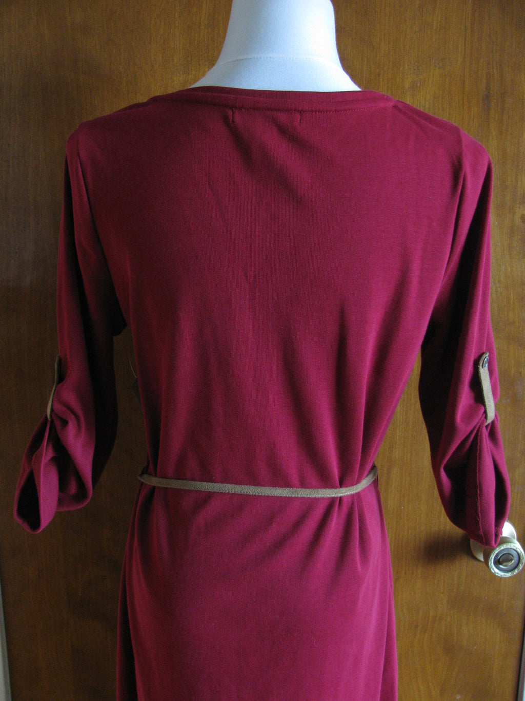 Lauren Ralph Lauren women's burgundy belted new dress size Large