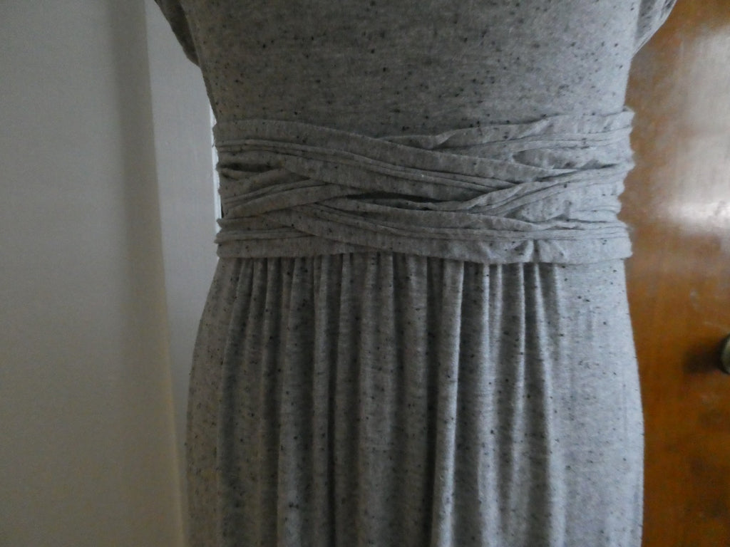 Max Studio women knit jersey dress heather gray with black flecks, featuring L
