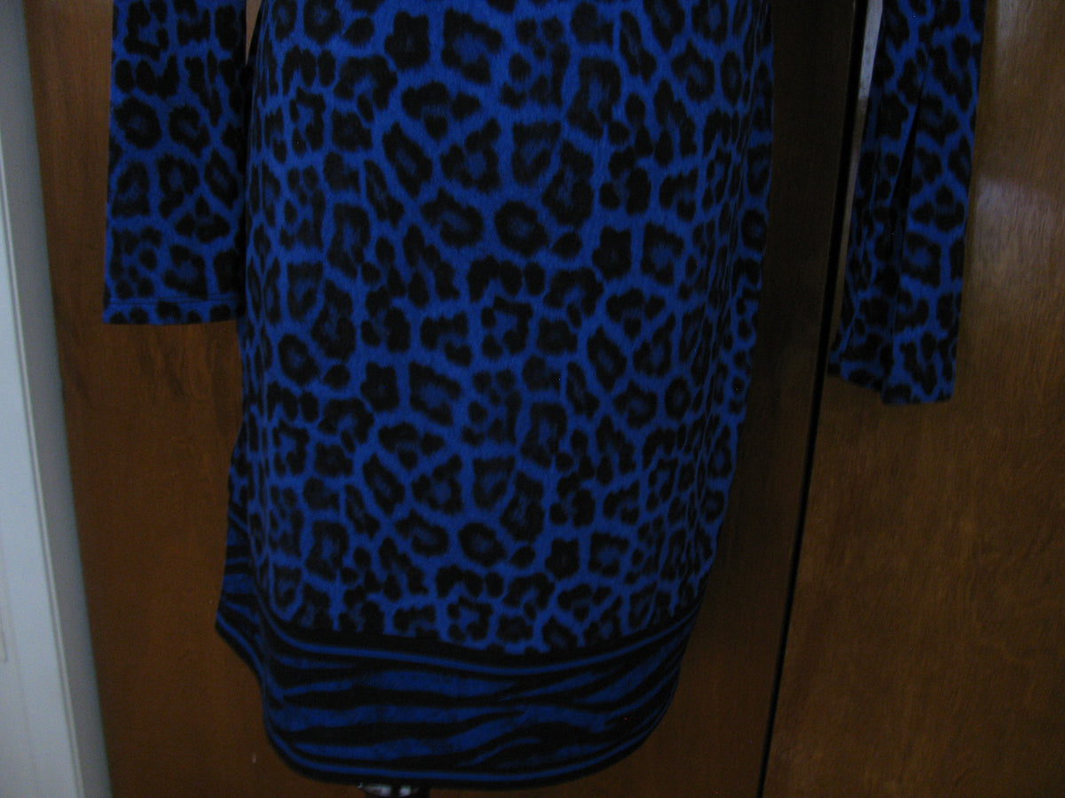 Michael Kors women’s printed dark azurite boat neckjersey shift dress New