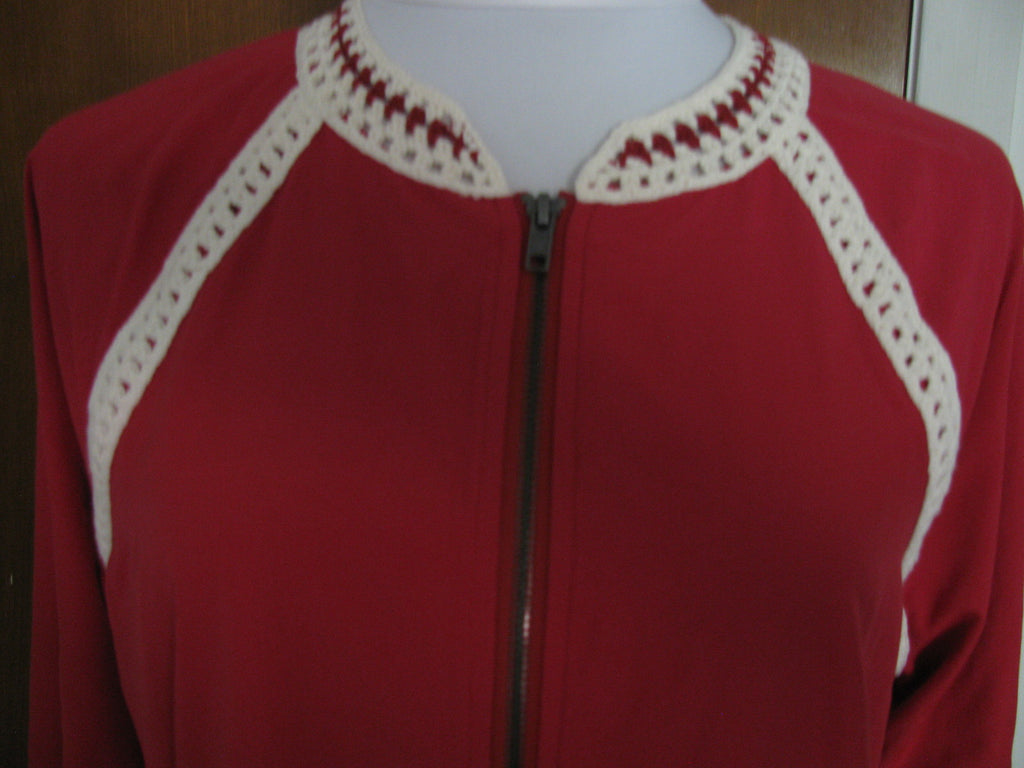 Free People Women’s Ruby Crocheted Trim Sporty Lightweight Jacket Size Large NWT