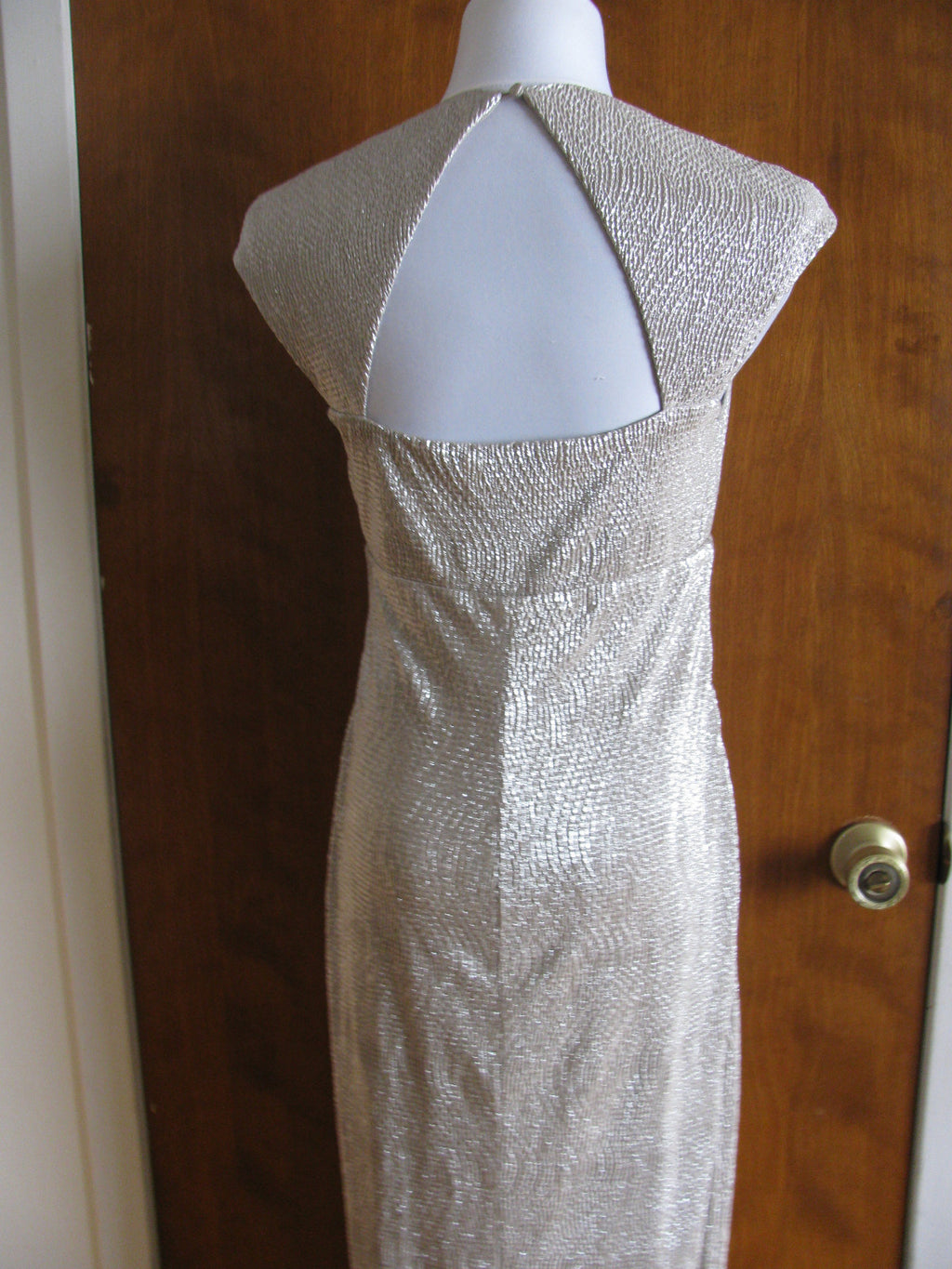 Lauren Ralph Lauren Women’s White Gold Evening Maxi Dress 