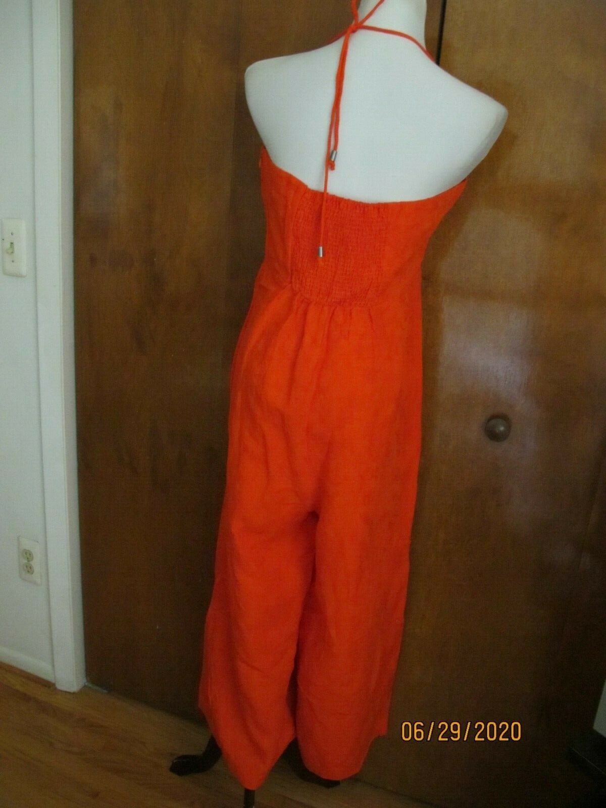 Anthropologie Elevenses Women's Red Linen Blend Jumpsuit 8