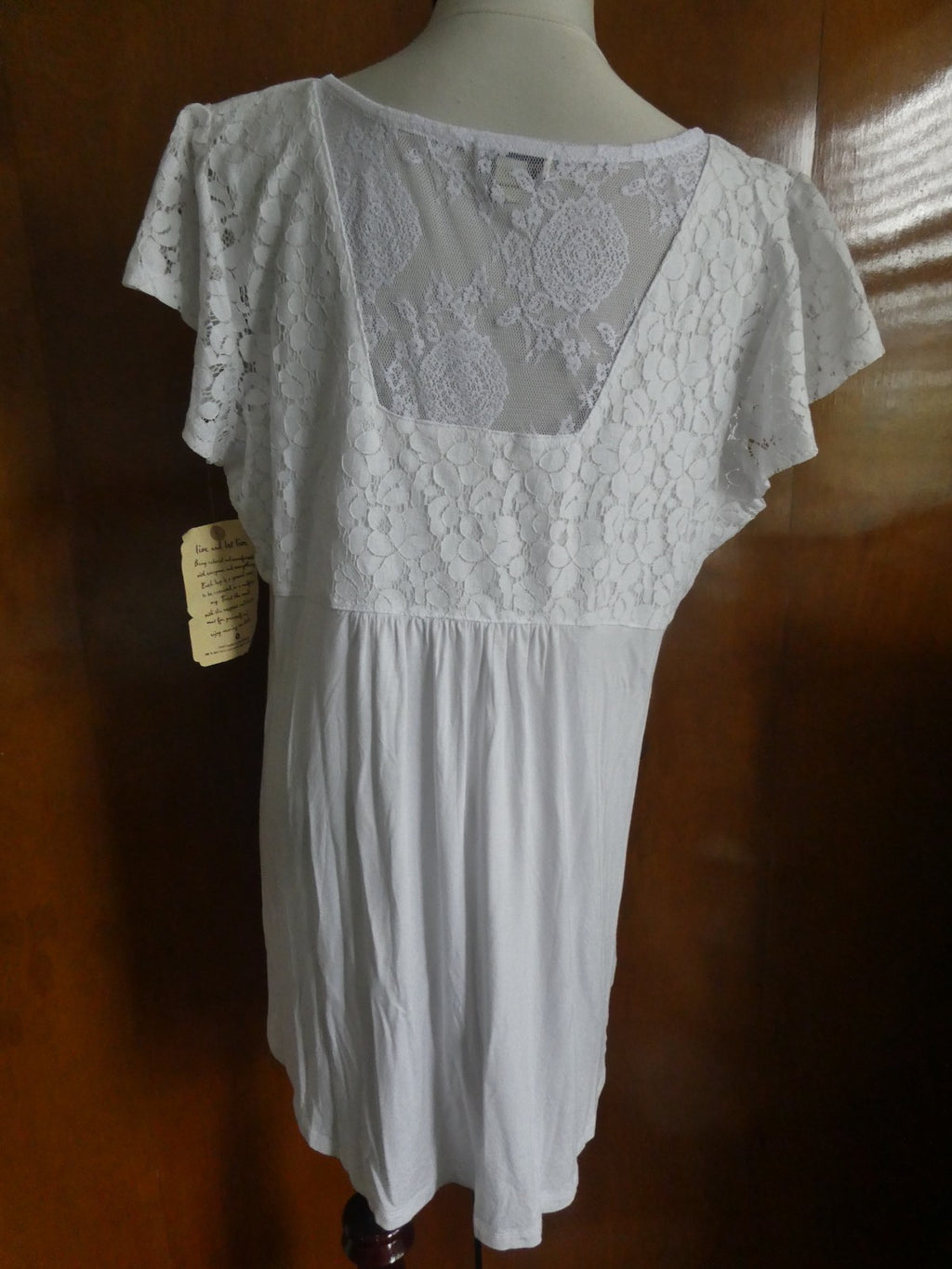 ONE Word women's white fabric craft embroidered lined blouse XLarge