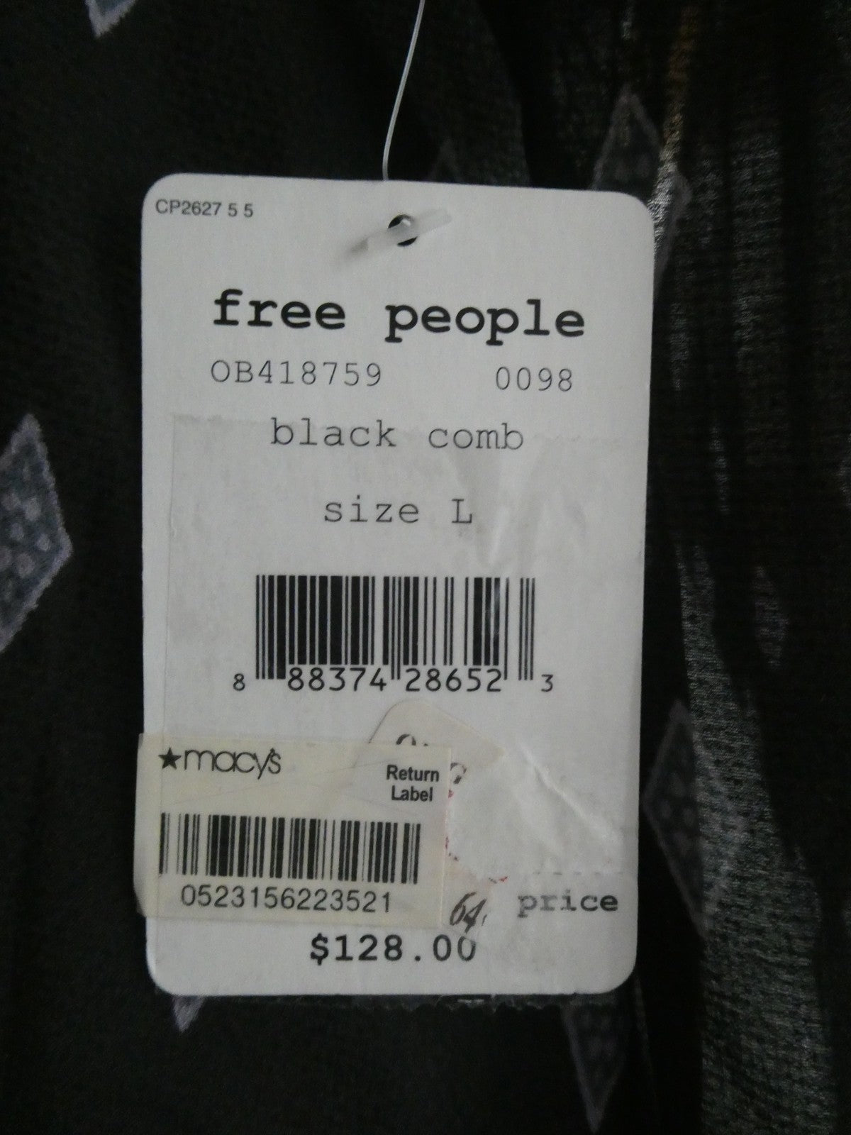 Free People women's black combo sleeveless snap-on full length sheer dress Large