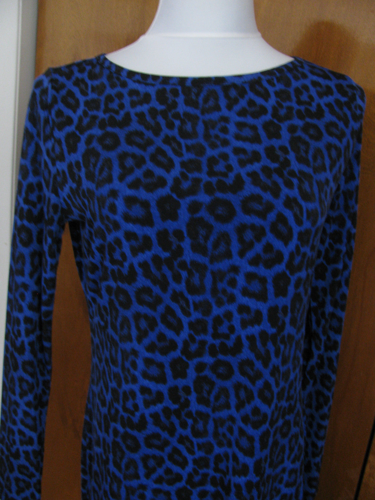 Michael Kors women’s printed dark azurite boat neckjersey shift dress New